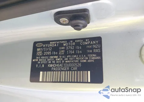 2013 Hyundai Elantra Gs z USA, uszkodzony, nr VIN KMHDH6AE1DU000526